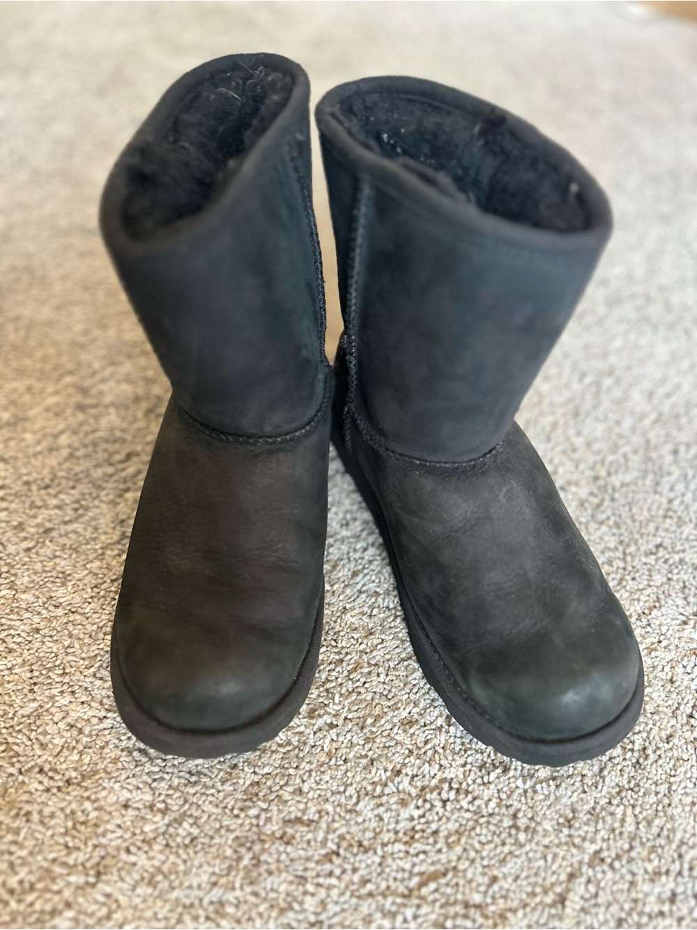 UGG Black Short Suede Shearling Boots